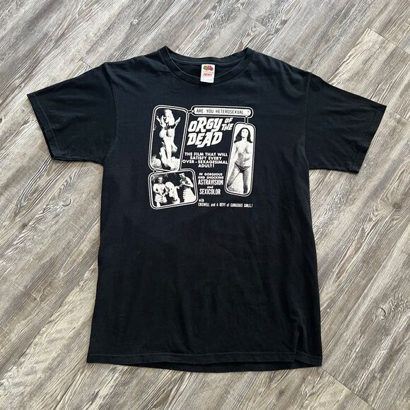 Fruit of the Loom Other - Orgy Of The Dead Exploitation Movie T Shirt L Vintage Black Graphic Tee